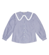 Il Gufo Striped Cotton Blouse In Ink Blue