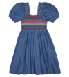 STELLA MCCARTNEY PUFF-SLEEVED RUCHED CHAMBRAY DRESS