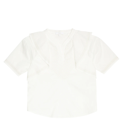 Chloé Kids' Cotton Blouse In Bianco