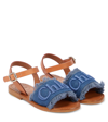 CHLOÉ CHLOÉ KIDS LEATHER-TRIMMED DENIM SANDALS