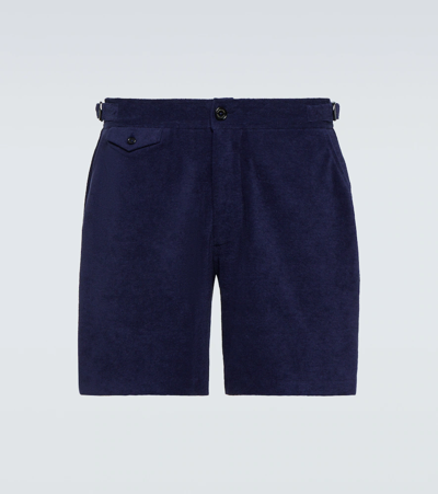 Ralph Lauren Purple Label High-rise Wide Cotton Shorts In Classic Chairman Navy
