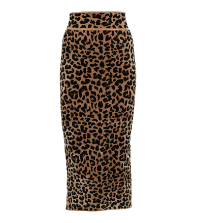 Galvan Freya Leopard-print Stretch-woven Midi Skirt