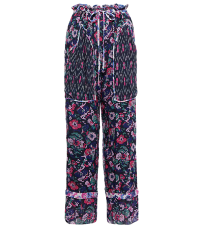 Isabel Marant Étoile Ryama Floral-print Georgette Straight-leg Pants In Faded Night