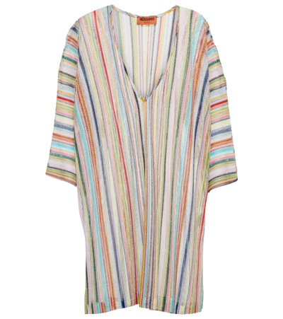 Missoni Mare Metallic Striped Crochet-knit Kaftan In Multicolor