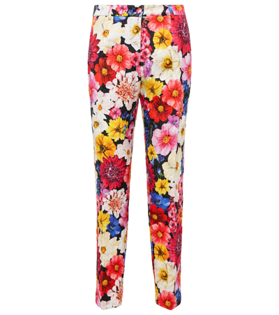 Dolce & Gabbana Floral Jacquard Skinny-leg Pants In Multicolor