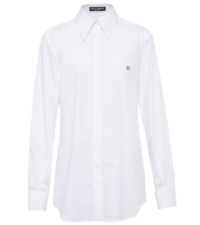 Dolce & Gabbana Cotton Poplin Shirt In Bianco Ottico