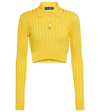 Dolce & Gabbana Dg Ribbed-knit Silk Cropped Sweater In Giallo Limone