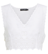 Dolce & Gabbana Women's Broderie Anglaise Linen-silk Cropped Top In Bianco Ottico