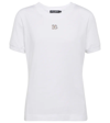 Dolce & Gabbana White Jersey Dg Logo Plate T-shirt In Variante Abbinata