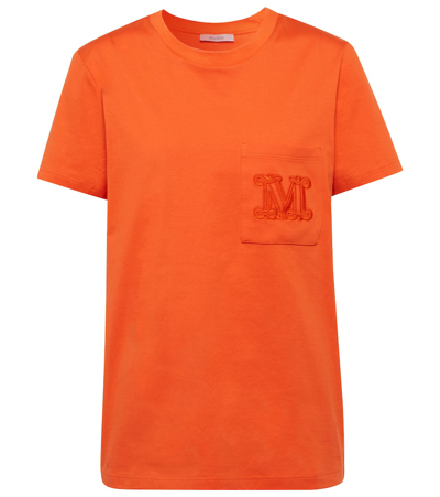 Max Mara Ennino Embroidered Cotton T-shirt In Peach