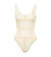 Totême Logo-print Scoop-neck Swimsuit In Sand Monogram