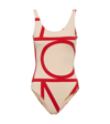 Totême Off-white & Red Monogram One-piece Swimusit In Cava Red