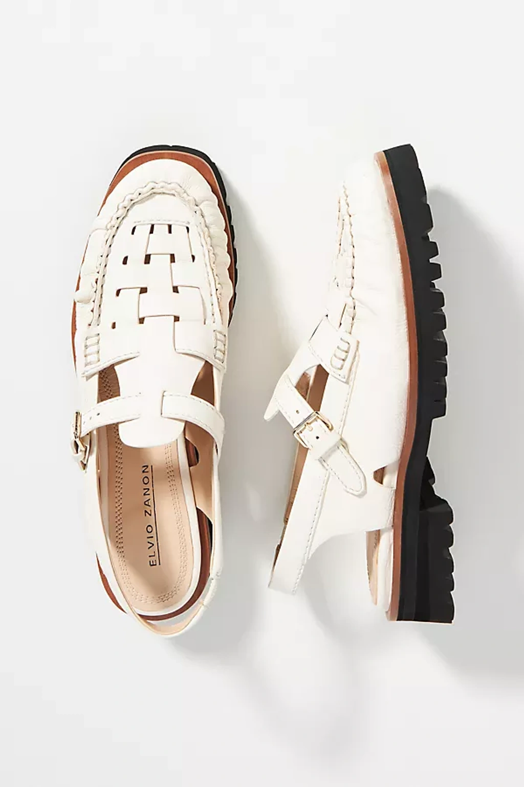 Elvio Zanon Slingback Fisherman Sandals In White | ModeSens