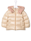 MONCLER METALLIC HOODED PUFFER COAT