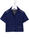 Oseree Metallic-effect Short-sleeved Shirt In Blue