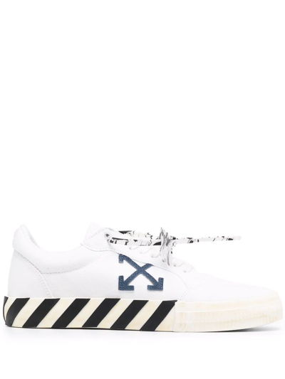 Off-white Vulcanized Canvas Low Top Sneakers In White Navy Blue