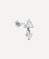 Maria Tash 18ct Invisible Set Triangle Diamond Dangle Single Threaded Earring In White