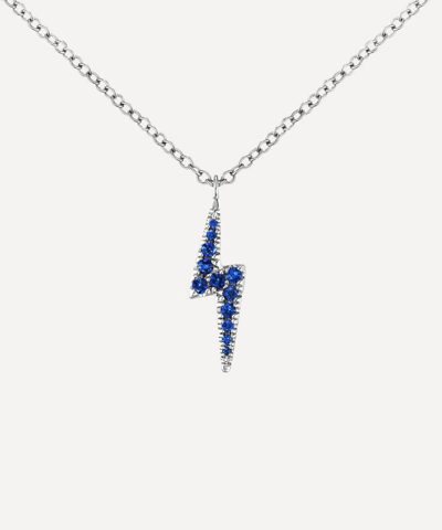 Maria Tash 18ct Diamond And Sapphire Lightning Bolt Necklace In White