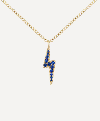 Maria Tash 18ct Diamond And Sapphire Lightning Bolt Necklace In Yellow