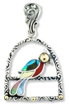 Samuel B. Sterling Silver 18k Yellow Gold Parrot Pendant In Multi