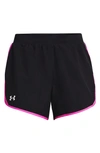 Under Armour Fly By 2.0 Woven Running Shorts In Black / Meteor Pink