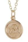 Best Silver 14k Solid Gold Angel Medallion Pendant Necklace In Yellow Gold