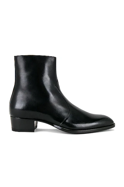 Saint Laurent Black Wyatt Zip Boots