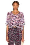 Isabel Marant Étoile Roxini Ruffled Floral-print Crepe De Chine Blouse In Ecru