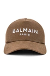 Balmain Embroidered-logo Panelled Cap In Brown
