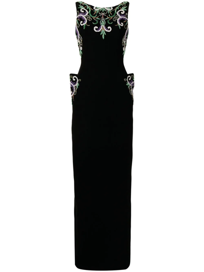 Saiid Kobeisy Beaded Sleeveless Maxi Dress In Black