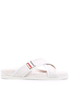 THOM BROWNE TWEED SLIP-ON SANDALS