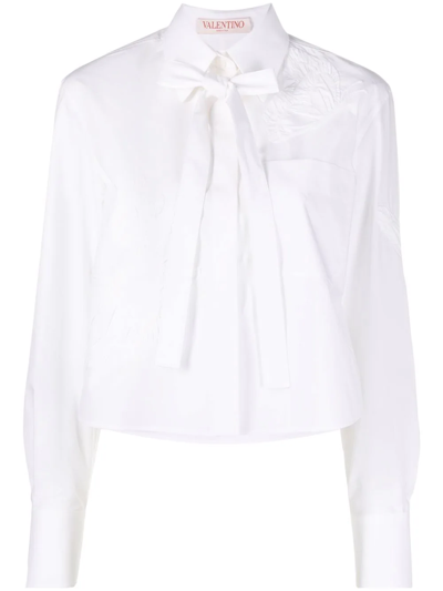 Valentino Appliqué Cropped Shirt In White
