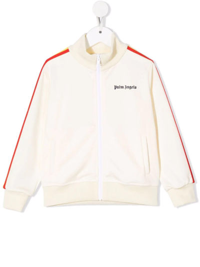 Palm Angels Kids Girls Cotton Blend Track Sweatshirt With Logo In White