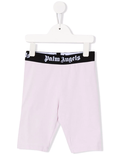 Palm Angels Kids Lilac Cycling Shorts With Logo Band