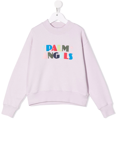 Palm Angels Kids' Logo-print Sweatshirt In Pink