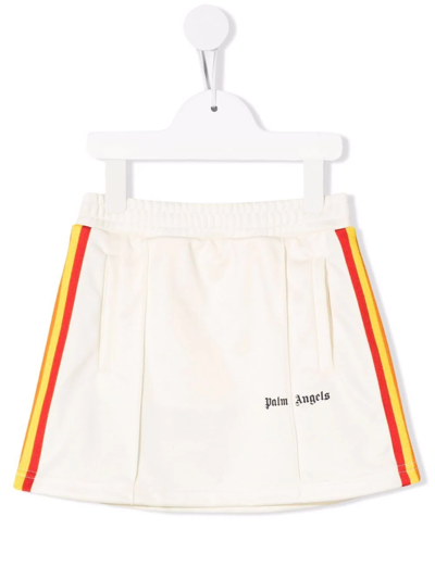 Palm Angels Kids' Side-stripe Track Skirt In Beige