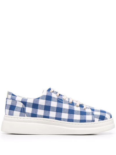 Camper Gingham-check Print Sneakers In Blue