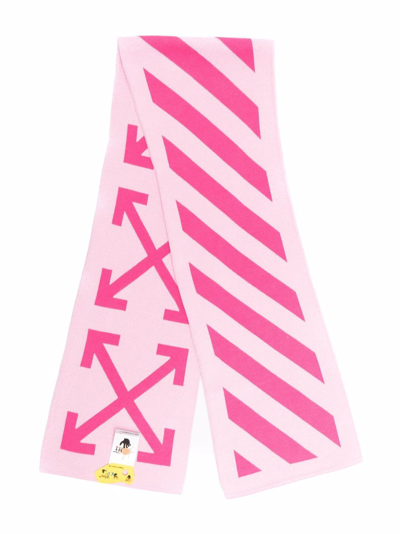 Off-white Kids' Arrows Motif Knitted Scarf In Pink