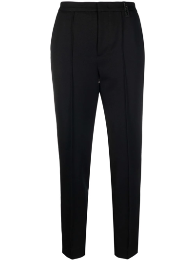 Moncler Cropped Pleated Satin-crepe Straight-leg Pants In Black