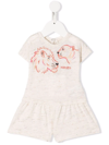 Kenzo Lion-print Knitted Romper In Neutrals