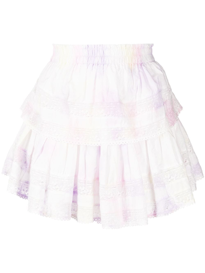 Loveshackfancy Tie-dyed Cotton Mini Skirt In Multicoloured