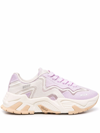 Msgm Panelled-design Sneakers In Purple