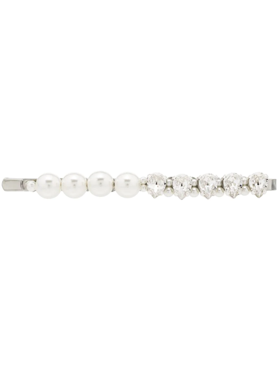 Simone Rocha Silver Tone Pearl And Crystal Hair Clip In Neutrals