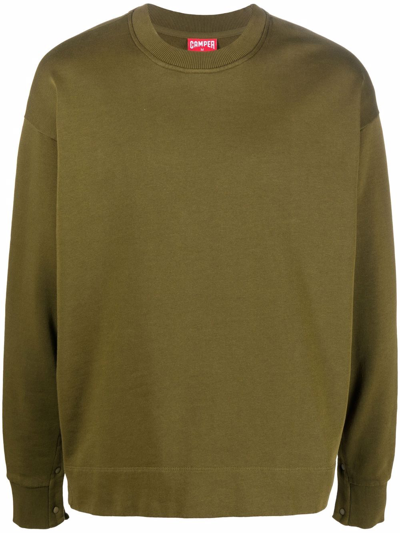 Camper Crew-neck Organic Cotton Sweatshirt In Green