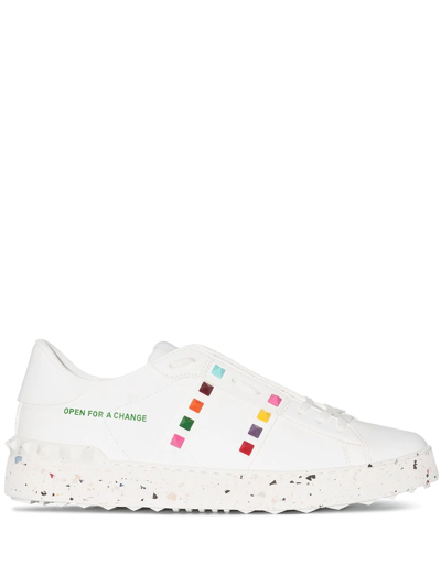 Valentino Garavani Open For A Change Rockstud Low-top Sneakers In Bianco Multi