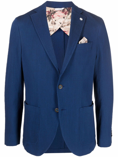 Manuel Ritz Textured Single-breasted Blazer In Blue