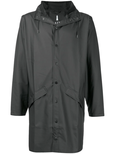 Rains Zip-up Hooded Jacket In Black