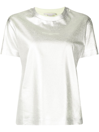 Stella Mccartney 2001 Logo Metallic T-shirt In Silver