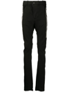 Boris Bidjan Saberi Stripe-detail Mid-rise Trousers In Black