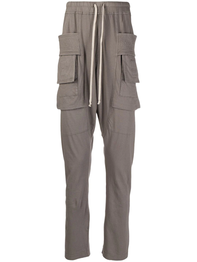 Rick Owens Drkshdw Drop-crotch Cropped Cargo Trousers In Brown